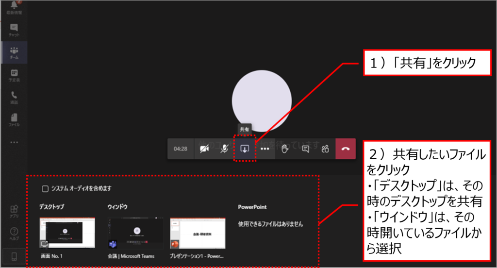 Teams画面の共有